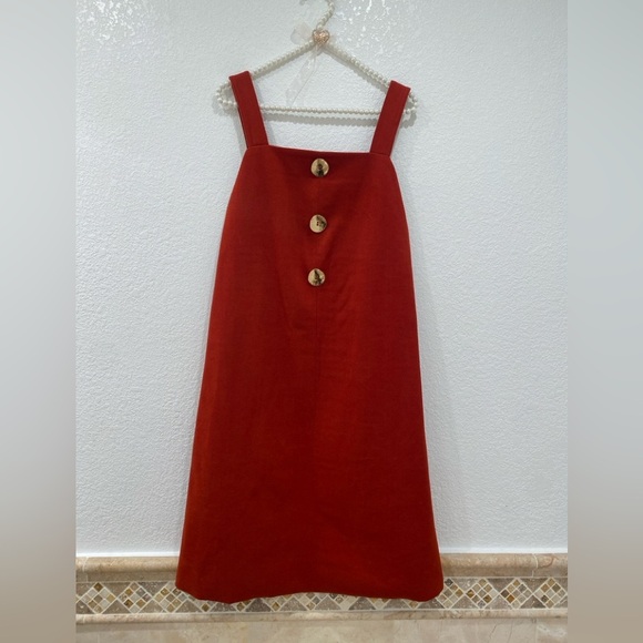 ZARA RED STRAWBERRY BUTTONED WIDE STRAPS size S - Picture 3 of 6
